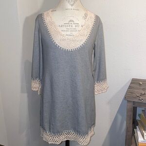 5th Culture crochet linen tunic dress ivory lace S​